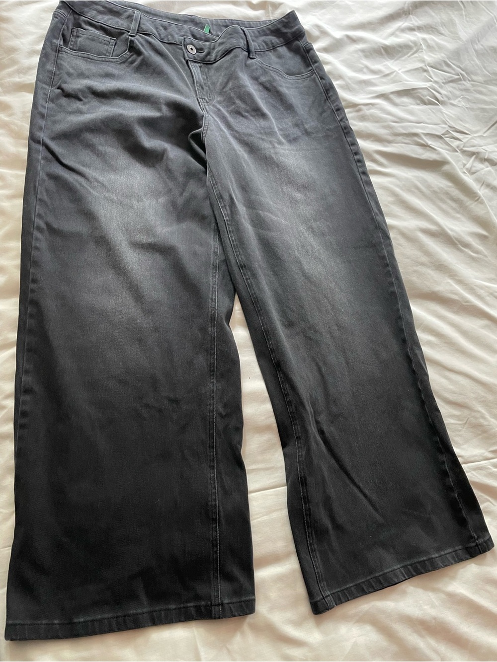 Women’s Black Asymmetric waist Jeans - Wide Leg